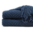 thumbnail image 3 of Chanasya Textured Knitted Super Soft Throw Blanket With Tassels Cozy Plush Lightweight Fluffy Woven Blanket for Bed Sofa Couch Cover Living Bed Room Acrylic Throw Blanket (50x65 Inches) Dress Blue, 3 of 4