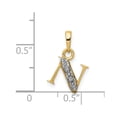 thumbnail image 3 of 14k Yellow Gold 14KY with Rhodium Diamond Letter N Initial Pendant Charm, 3 of 4