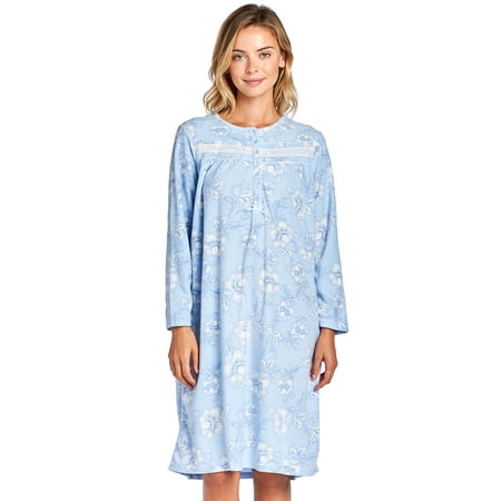 

Casual Nights Women s Long Sleeve Micro Fleece Cozy Floral Night Gown