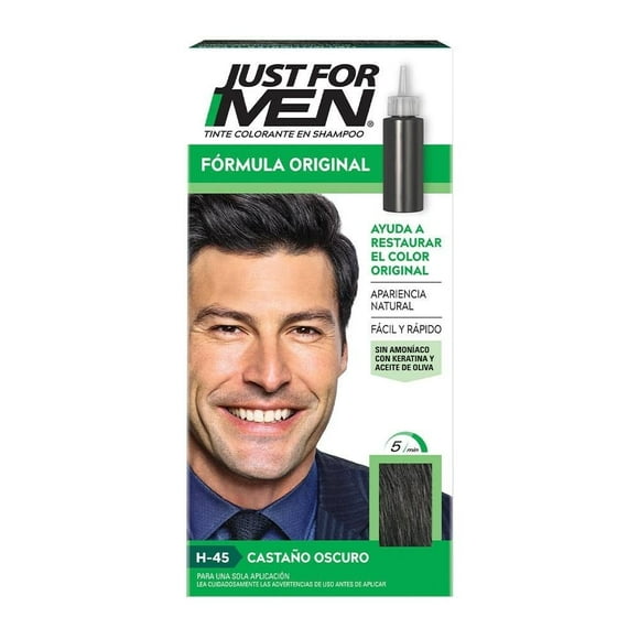 Tinte colorante en shampoo Just for men Fórmula Original castaño oscuro h-45