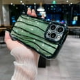 thumbnail image 3 of Compatible with iPhone 13 Pro Max Case-6.7 Inch, Luxury 3D Design Electroplated Water Ripple Bling Case, Curly Glitter Wave Frame Case for Women Girls-Green, 3 of 11