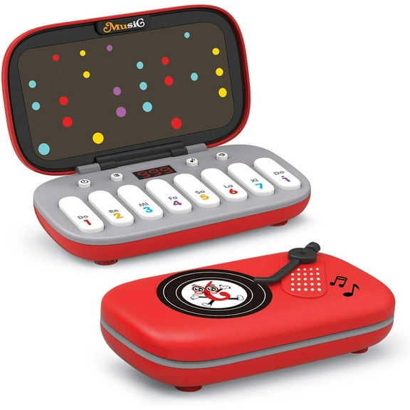 Music Game Toys Console 7 Mode Rhythm Puzzle Toy Portable Electronic Piano Game Player, Pocket Piano, Multi Functional Playable Pocket Electronic Keyboard (Red, 5.91*3.66*1.77 inches)