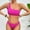 A_ Hot Pink, variant on Women's Ribbed Bikini Sets Fashion Solid One Shoulder Top with Mid Waist Two Piece Bathing Suit White M