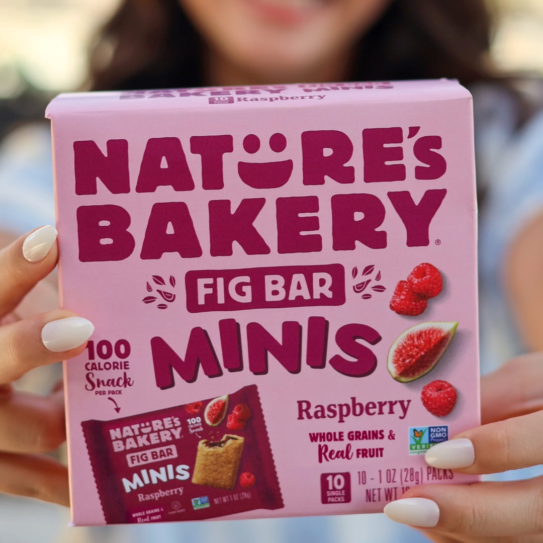 Nature's Bakery Raspberry Fig Bar Minis, 1 oz Snack Bars (60 Ct), Vegan, Non-GMO, Plant-Based
