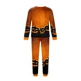 thumbnail image 5 of HTHLVMD Family Matching Sleepwear, Bat Print Pajamas, Halloween Loungewear Set, Halloween Gradient Orange Bat Bottom Print Family Matching Pajamas, Crew Neck Long Sleeve 2pcs Holiday Loungewear, L, 5 of 6