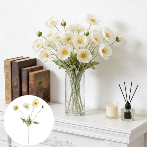 NWOKYZGH 1Pc Poppy Flowers Artificial for Wedding Decorations, Fake Faux Silk Poppies Bulk for Home Decor Table Centerpieces Floral Arrangement