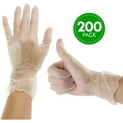 PVC Gloves Disposable Gloves 200 Pieces Medical Examination Gloves Transparent Gloves Vinyl Gloves Powder-Free Non-Sterile L