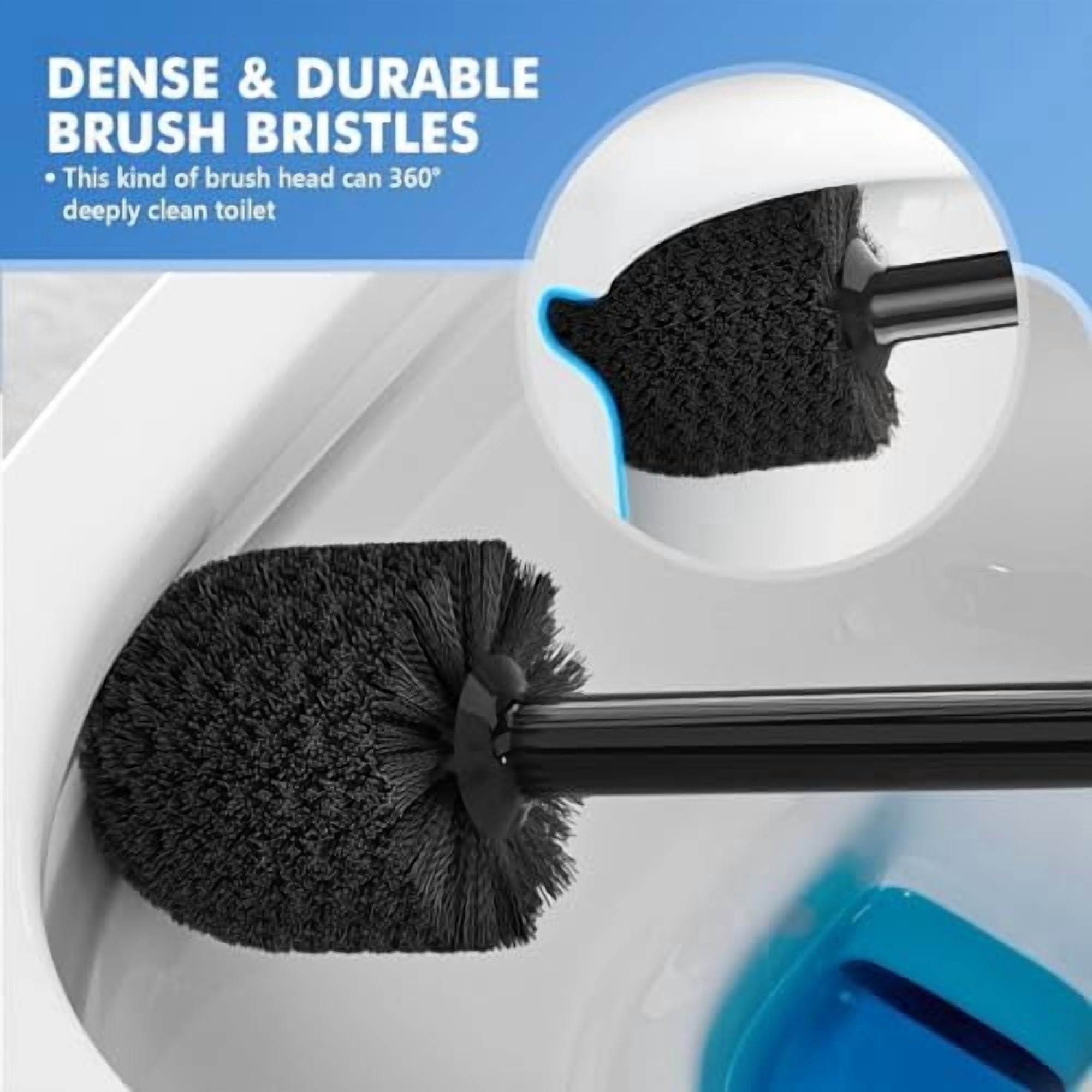 Toilet Plunger and Brush, Bowl Brush and Heavy Duty Toilet Plunger Set with Ventilated Holder, 2-in-1 Toilet Brush and Plunger Combo for Bathroom Cleaning (2, Black)