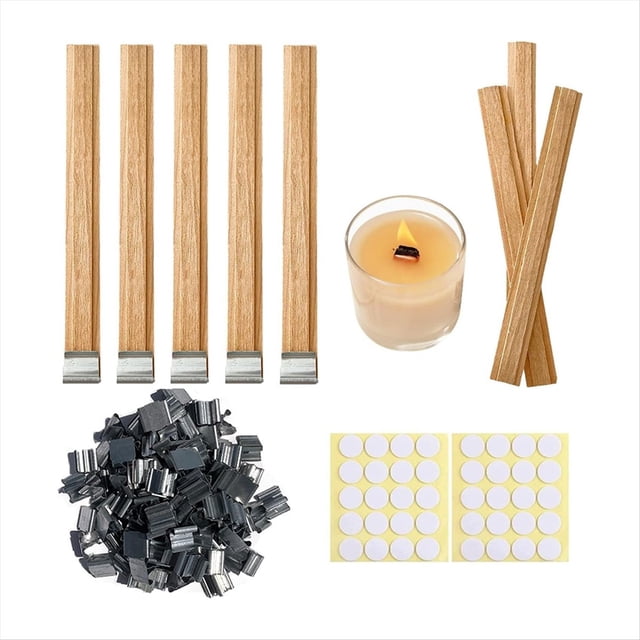 60 Sets Double-Layered Wooden Candle Wicks and Stands Wooden Wicks Wood Wicks for Candles Making,Wooden Candle Wick,1 set * wood wicks