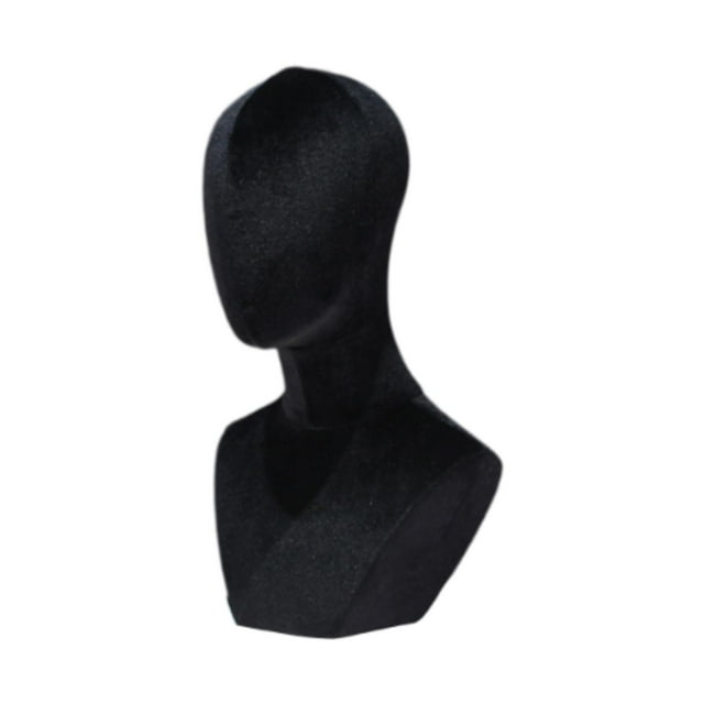 Cabeza de maniquí, busto de hombros, organizador de exhibición de joyas, maniquí calvo Negro