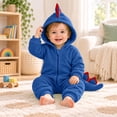 thumbnail image 6 of Baby Boys Long Sleeve Hooded Zip up Jumpsuit Dinosaur Costume Warm Infant Baby Clothes Halloween Party Clothes Halloween Costumes Kids Boys Size 0-9 Months, 6 of 8