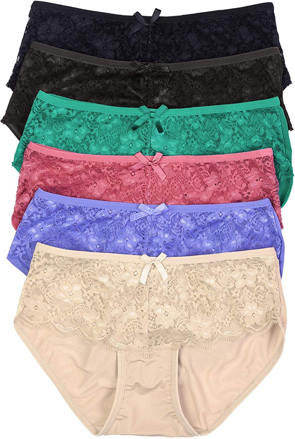 ToBeInStyle Women's Pack of 6 Floral Lace Panties 