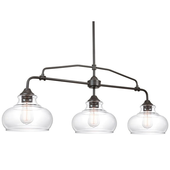 Kira Home Harlow 38" Farmhouse Kitchen Island Light, Glass Shades, Adjustable Hanging Height, For Dining Room, Living