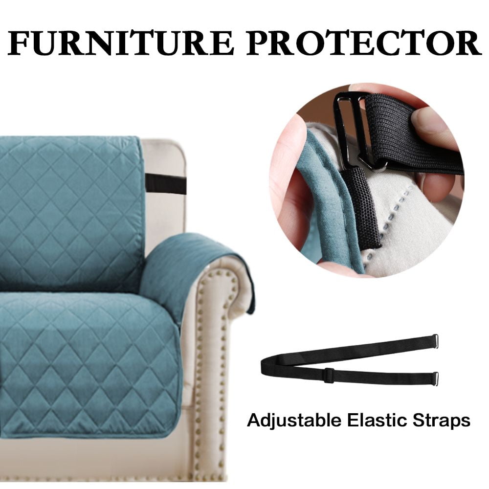 Sofa Slipcover for Dogs Pets&Kids, Durable Pet Cover for Sofa with Elastic Strap(79" x 68", Smoke Blue/Beige)