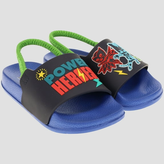 PJ Masks Sandals for Toddlers, Boys Power Heroes Mis-Match Slide Sandals, Blue, Size 9/10 Toddler
