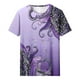 thumbnail image 5 of Tops de Ajuste Suelto para las Mujeres Sudadera Casual Impresa Manga Corta Cuello Redondo Superior, Poliéster, 5 of 5