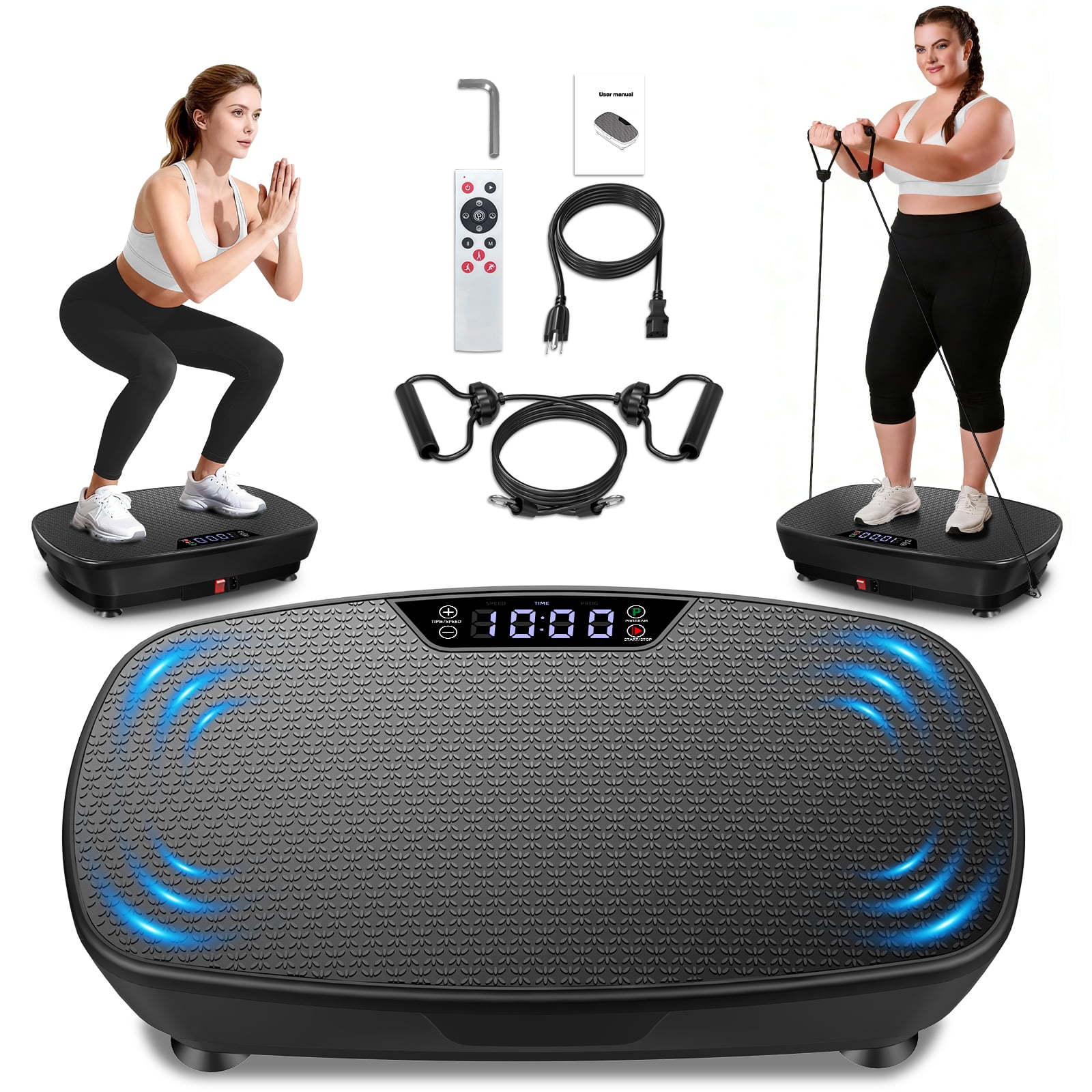 Tomile Vibration Plate Exercise Machine for Home Fitness, Whole Body Vibrate Plate, 400 Lbs Capacity with Resistance Band