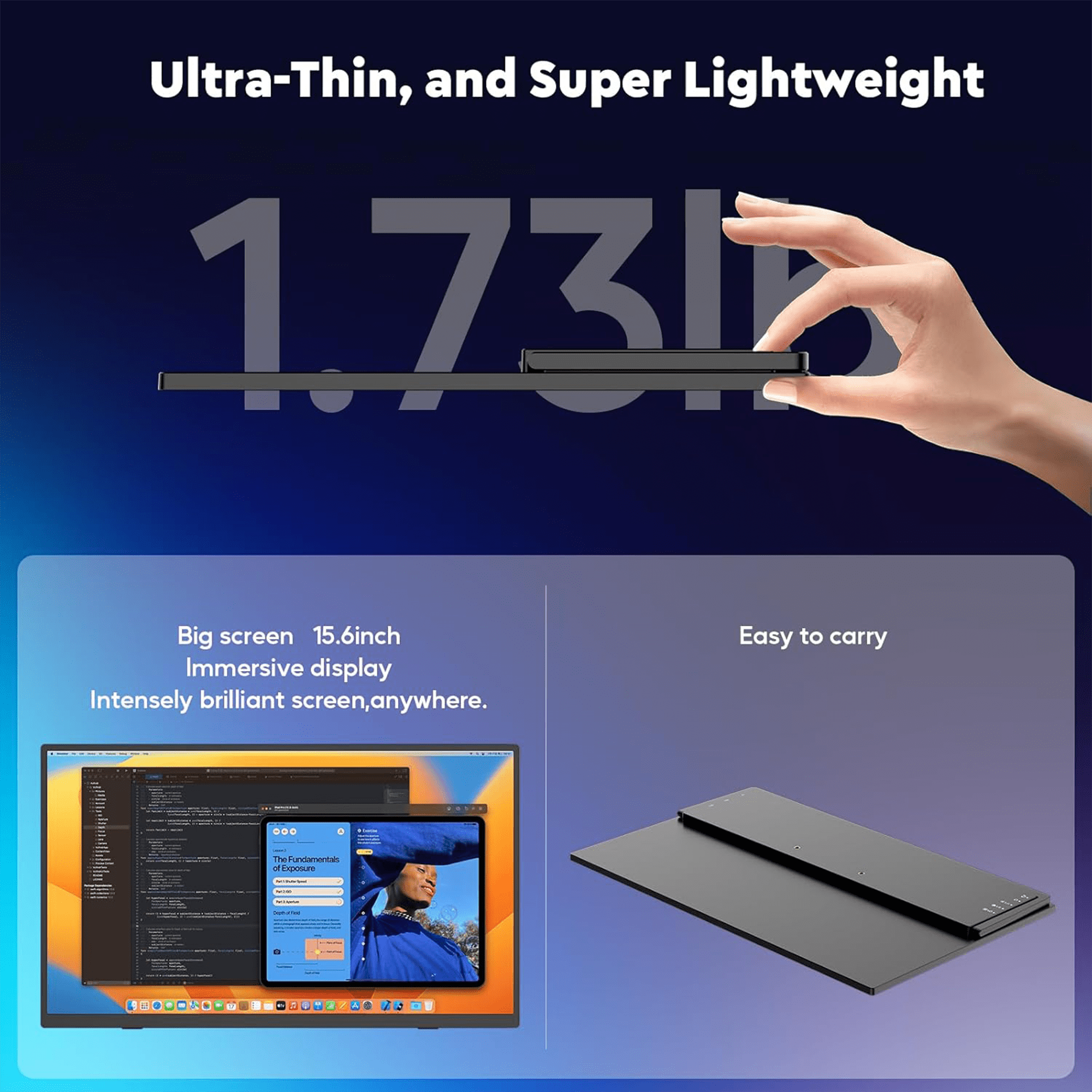 8000 mAh Wireless Portable Monitor, 15.6" 1080P IPS Laptop Screen, Second Computer Gaming Display with Speakers, Travel Monitor for Windows/Mac/Android/iOS/Gaming Console