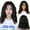 Black, variant on Small Curly Bangs Hair Wigs for Women - Reddish Brown Wool Curly Hair with Headband for Natural Look
