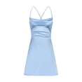 thumbnail image 4 of LOVZFMLL Robes Mode Femme Couleur Unie Bretelles Dos Ouvert Robe Taille, 4 of 7