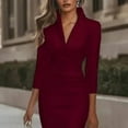 thumbnail image 2 of MORTTIC Women's Elegant V-Neck Satin Maxi Dress, Slim Fit Formal Evening Gown with Back Zipper for Party Wine Red，S, 2 of 7