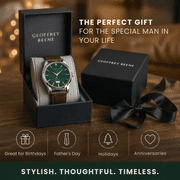 Geoffrey Beene Men’s Brown Leather Dress Watch – 42mm Quartz Analog Wristwatch with Date, Water Resistant, Classic Business & Casual Style