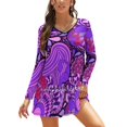 thumbnail image 1 of 60S Hippie Psychedelic Pattern Square Neck Dress Cute Loose Print Dresses Elegant Beach Party Dress Abstract Bright Colorful, 1 of 5