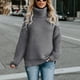 thumbnail image 4 of Gibobby Suéter para mujer, Suéter de cuello de tortuga para mujer, suéter de punto de manga larga, suéter de canalé fino, blusa de temperamento para mujer(Gris,CH), 4 of 4