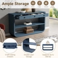 thumbnail image 5 of Harper & Bright Designs Farmhouse Rectangular Console Table with Storage, Narrow Entryway Table with 3 Drawers and 2 Open Shelves, Curved Sofa Table with Solid Wood Base for Living Room, Blue, 5 of 14