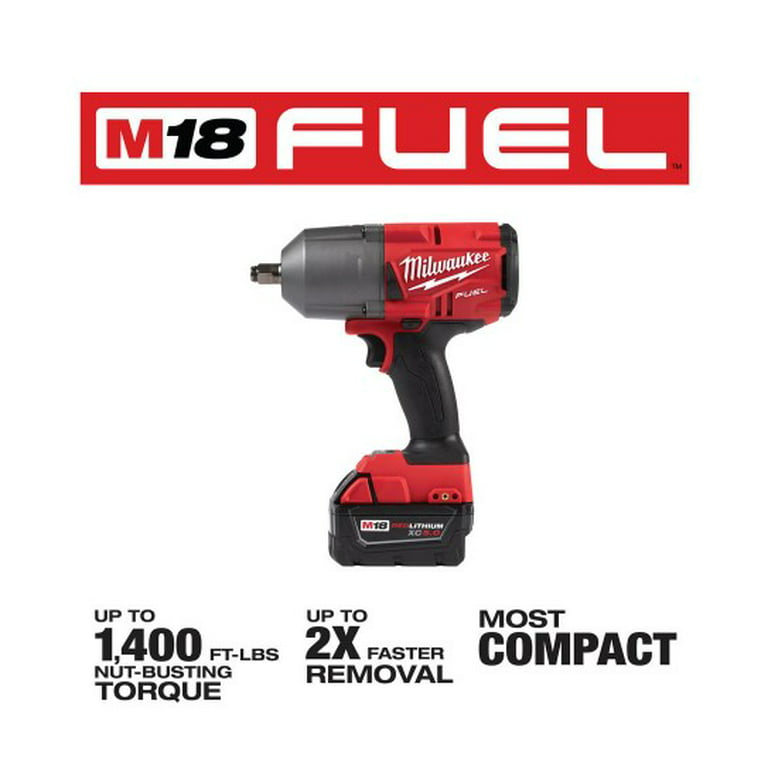 Milwaukee M18 FUEL 18-Volt Lithium-Ion Brushless Cordless 1/2 in. Impact  Wrench with Friction Ring Kit With Two 5.0 Ah Batteries 