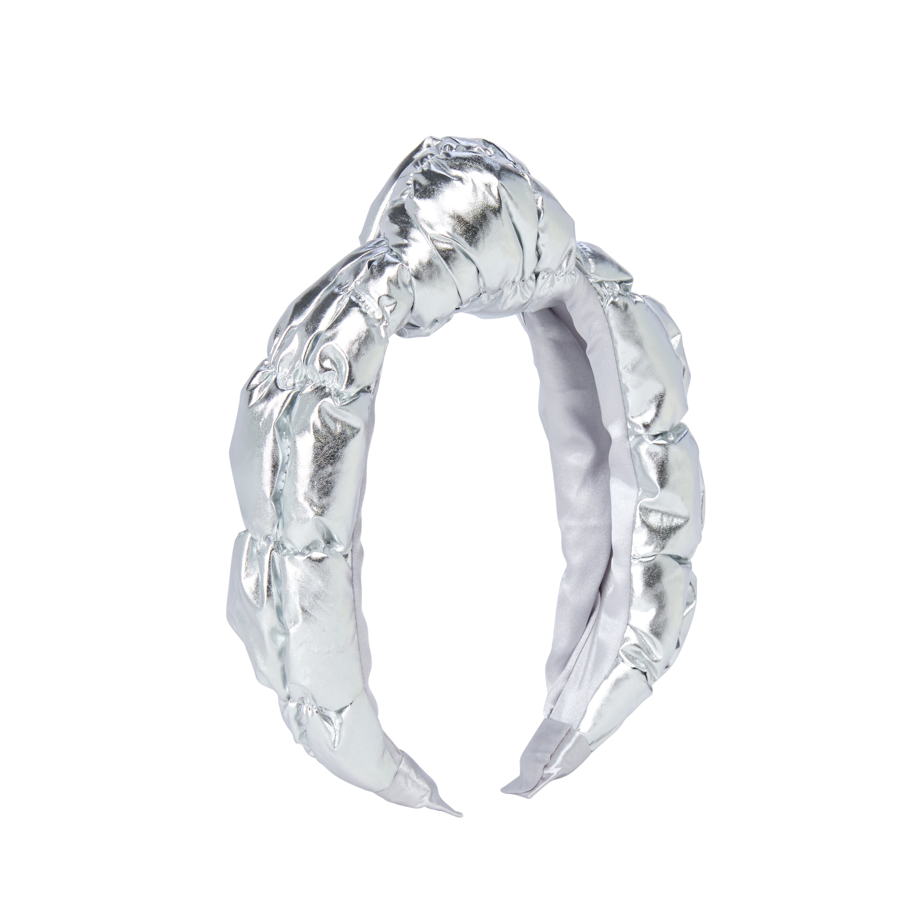 Goody Luxe Puffer Ouchless Headband, Comfortable, No-Snag, 1 Count, Silver Metallic
