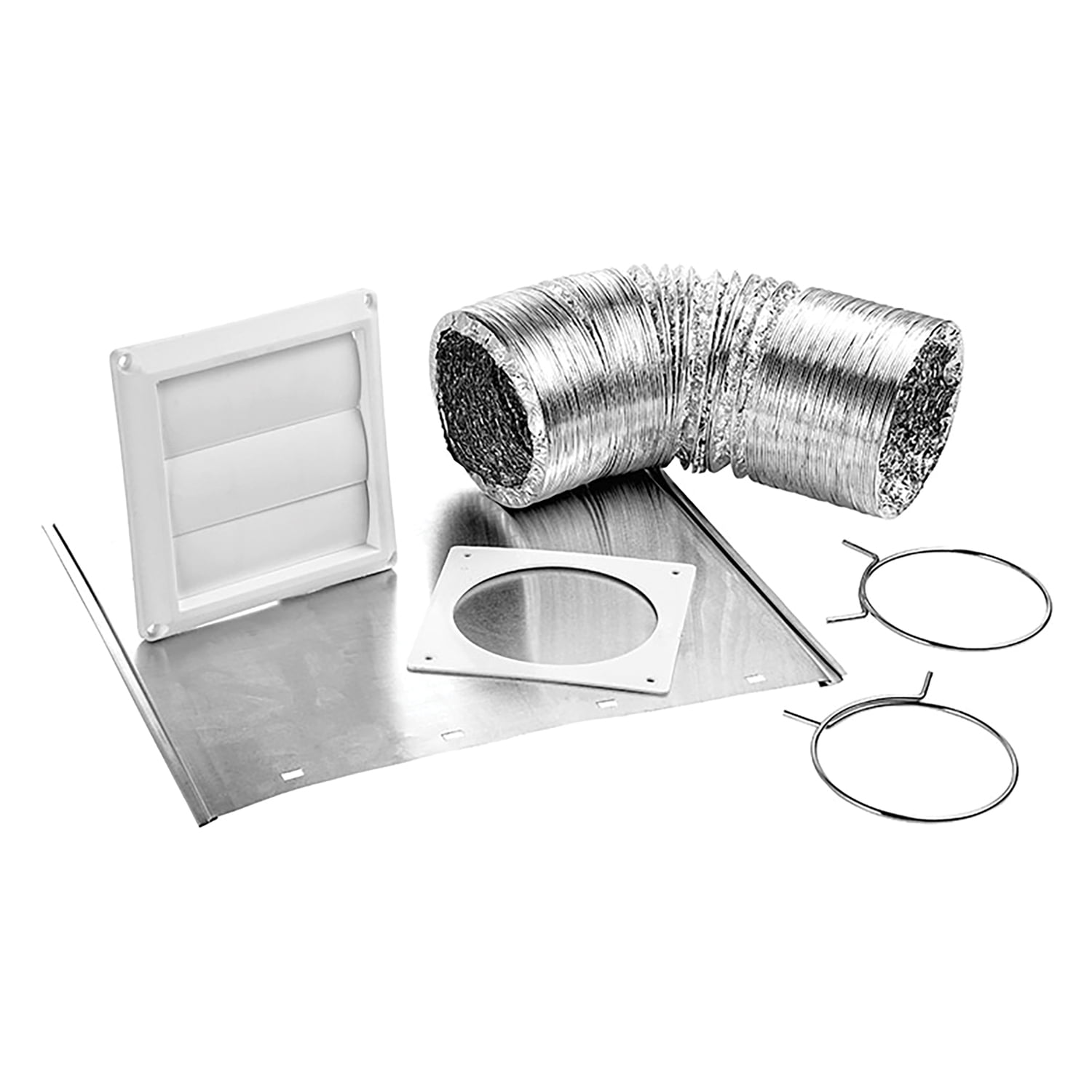 Lambro 1379W 4-In. x 8-Ft. UL 2158A Transition Duct Louvered Vent Kit