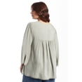thumbnail image 2 of June & Vie Women's Plus Size Acid Wash Peasant Blouse, 2 of 6