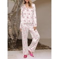 thumbnail image 4 of Niusricy Women Christmas 2 Piece Loungewear Ladies Christmas Element Print Outfits Long Sleeves Shirt Lapel Button Tops and Elastic Pants Set Fashion epwear Christmas Pjs Fall Winter Clothes, 4 of 4