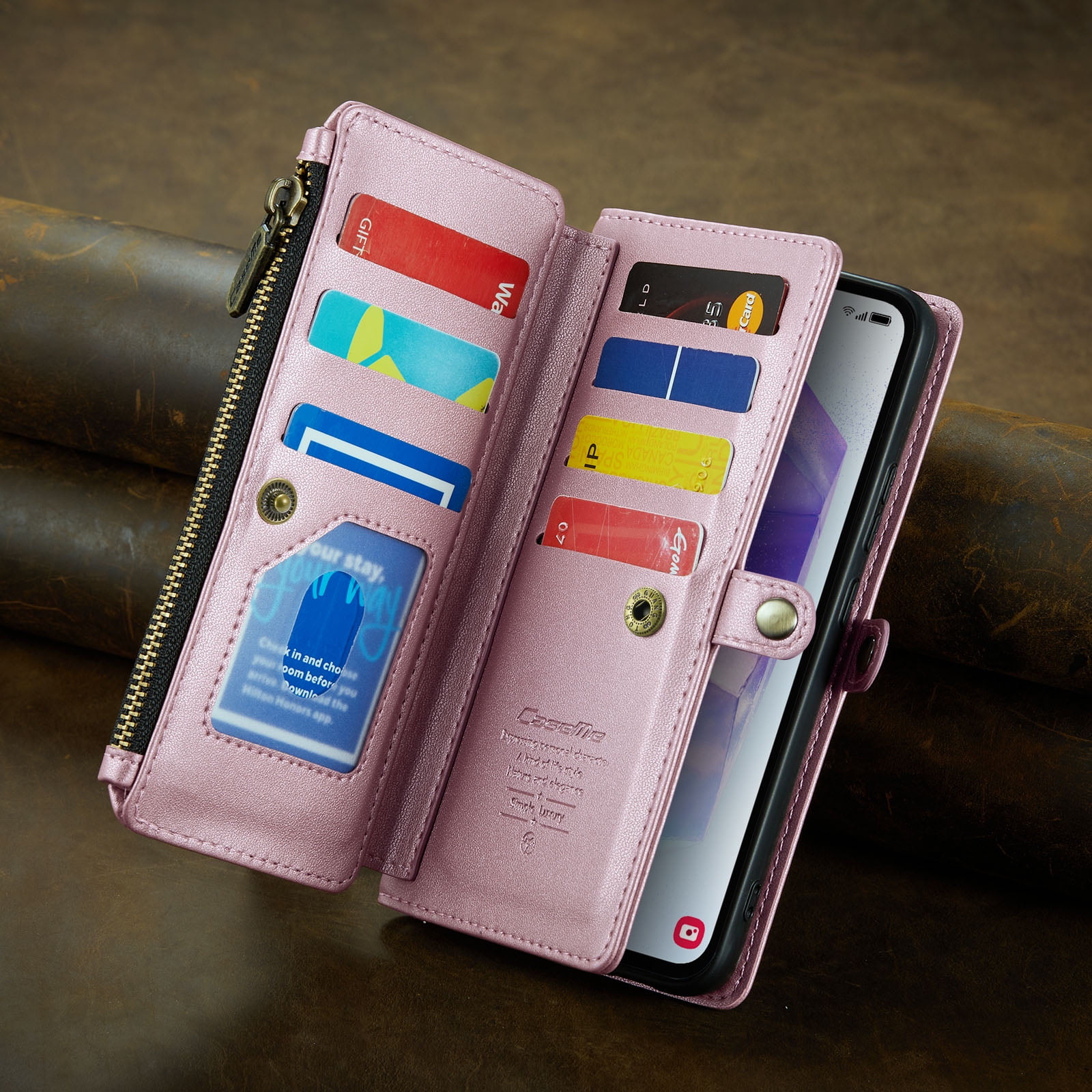 TECH CIRCLE Wallet Phone Case for Samsung Galaxy A54 5G (6.4") 2023 - Stylish Crossbody Phone Case with Shoulder/Wrist Straps, Lightweight PU Leather Cover with Card Slots & Pocket, Pink