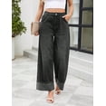 thumbnail image 2 of EMMIOL Women's Wide Leg Jeans Mid Waist Stretchy Loose Fit Jeans Baggy Boyfriend Denim Pants with Cuffed Hem, 2 of 6
