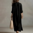 thumbnail image 4 of Guieoi Womens Dresses Fall Plus Size Loose Casual Shirt Dress Relaxed-Fit Long-Sleeve Collared Ankle-Length Dress Black XXL, 4 of 5