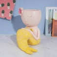 thumbnail image 2 of pitrice Succulent Planter with Drainage Mermaid Small Desk Mini Ornament Flower Plant Pot Flower Pot Yellow, 2 of 9