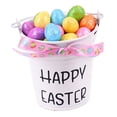 thumbnail image 4 of Cesta de Pascua pequeña de metal con huevos, espuma de hierro, asa portátil, almacenamiento de huevos Lazo estampado rosa, 4 of 7