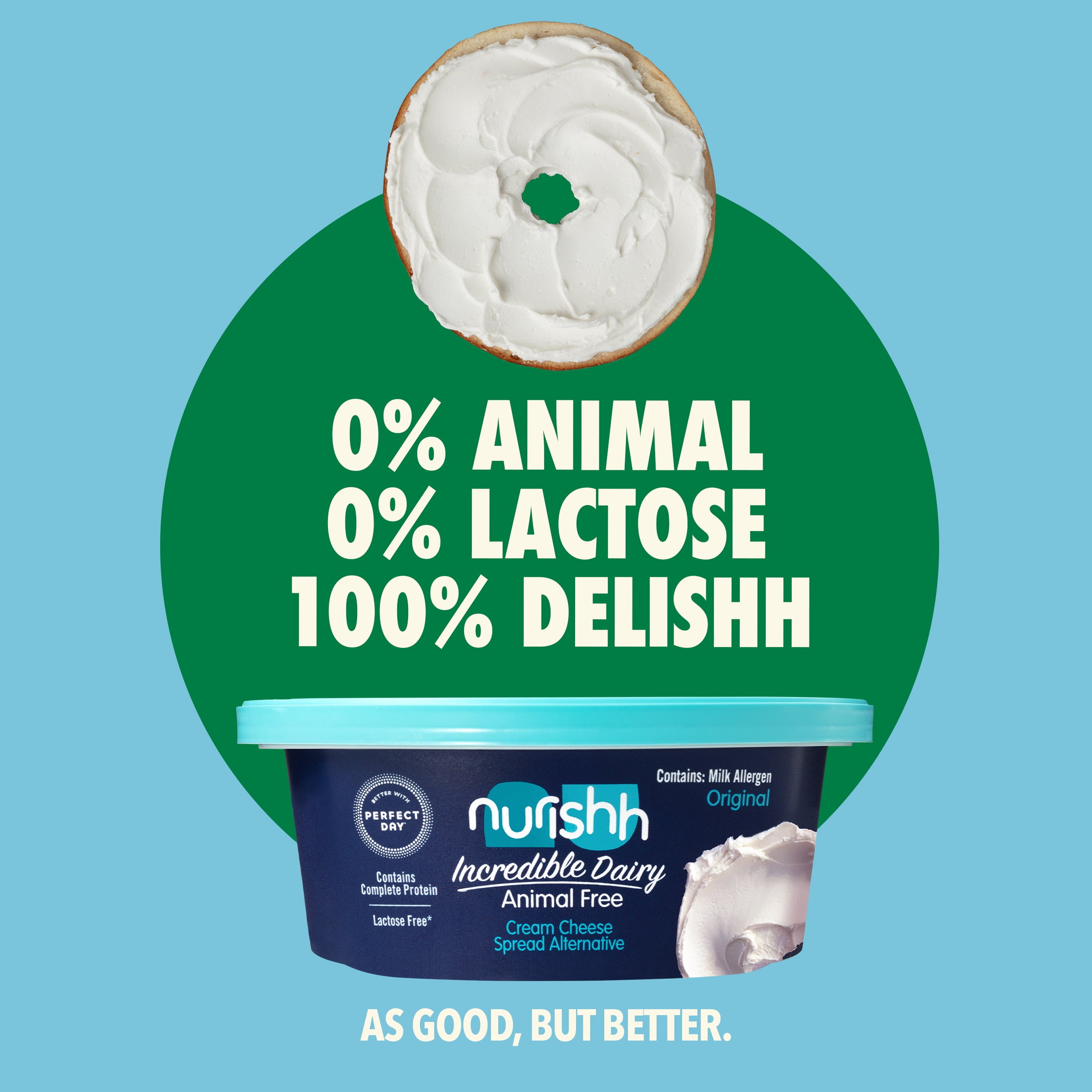 Nurishh Lactose Free Cream Cheese Alternative Spreadable Original, 6.5 oz. Tub, Refrigerated