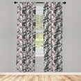 thumbnail image 5 of Ambesonne Flamingo Window Curtains, Orchid Palm, Each 28" W x 95" L, Coral Black Grey, 5 of 5