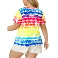 thumbnail image 3 of Unique Bargains Women's Plus T-Shirts Round Neck Multi-Color Dye Casual Tops 1X Multi-color, 3 of 7