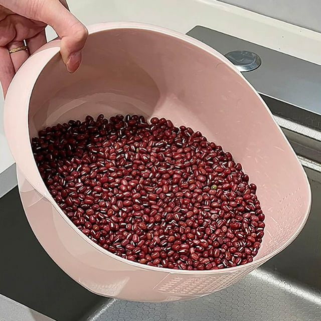 Multifunctional Rice Washer With Fine Holes And Handle Fruit And Vegetable Washing Bowl
