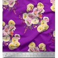 thumbnail image 1 of Soimoi Purple Georgette Viscose Fabric Dot,Yellow & Pink Floral Printed Fabric 1 Yard 42 Inch Wide, 1 of 1