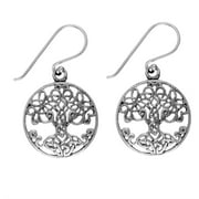 Silverly Women's 925 Sterling Silver Round Celtic Tree of Life Filigree Dangle Earrings