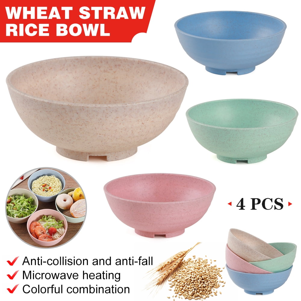 LNKOO 4 Pack Unbreakable Cereal Bowls, Lightweight Wheat Straw Bowl for