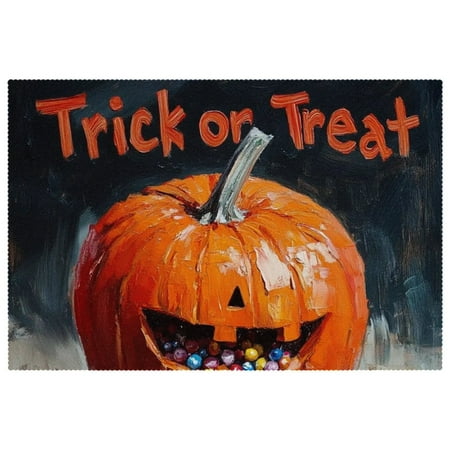 

HOHODIY Rectangular Halloween Placemats Non-Slip Heat Resistant Place Mats Machine Washable 12 x 18 Table Mats for Party Kitchen Dining Home Decor Trick or Treat