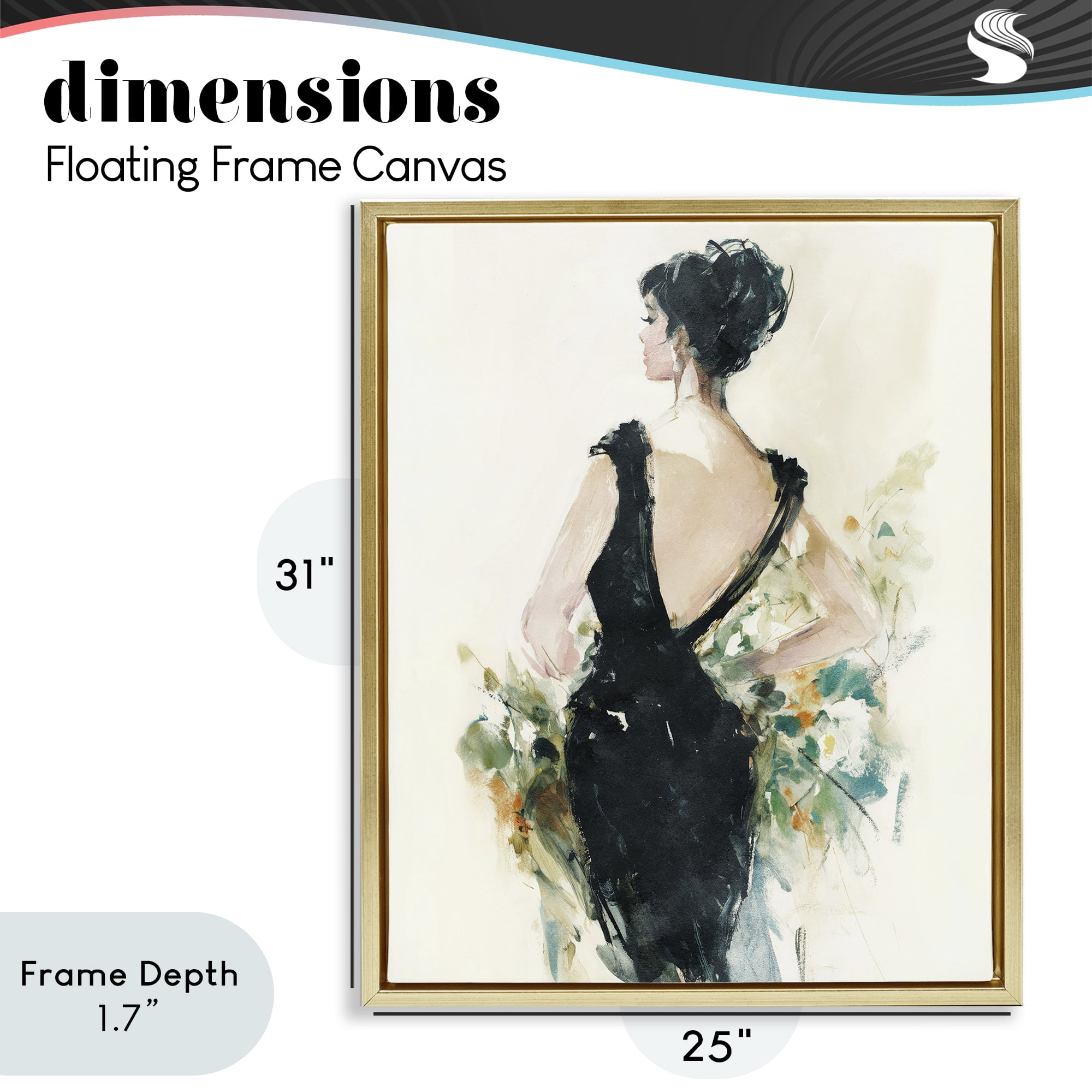 Stupell Industries Backless Reverie Gown Gold Framed Floater Canvas Wall Art, design by Svetlana Aleynikova