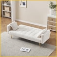 thumbnail image 2 of 71.7-Inch Beige Teddy Fleece Sofa Bed with 2 Pillows - 3-Seat for Living Room/Bedroom, Sturdy Solid Wood Frame, 2 of 9