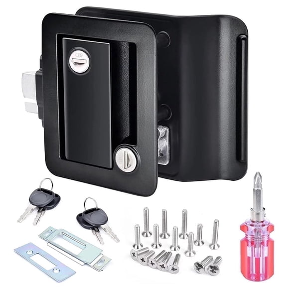 RV Entry Door Lock with Paddle Deadbolt for Travel Camper Trailer, Black